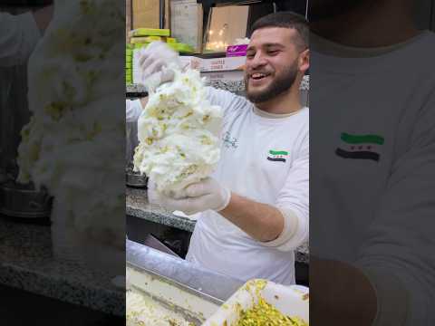 Traditional Syrian “Booza” ice cream in Damascus, Syria! #syria #damascus #icecream #travel