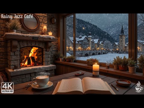 January Winter Jazz ☕ Cozy Coffee Shop Music & Crackling Fireplace | Stress Relief