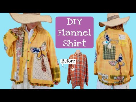 DIY Flannel Shirt With Butterfly Appliques / Patches and More