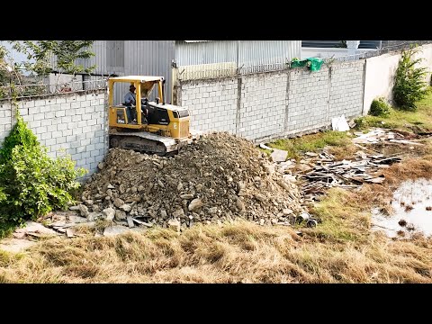 LET's Watch New Landfill Task! Good At Move On By KOMATSU Bulldozer D31PX With Dump Trucks Working