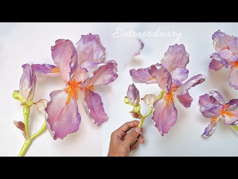 DIY, Making the charming flower IRIS from Satin Ribbon | 4K | Extraordinary Craft | CyzecoSRF#27