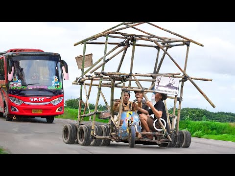 Riding Dangerous Homemade Two Storey Scooter of Indonesia