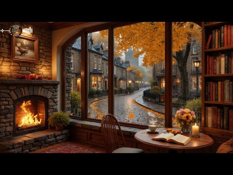 ☕ Soft Jazz Piano on a Rainy Autumn Evening | Cozy Café Ambience for Relaxation
