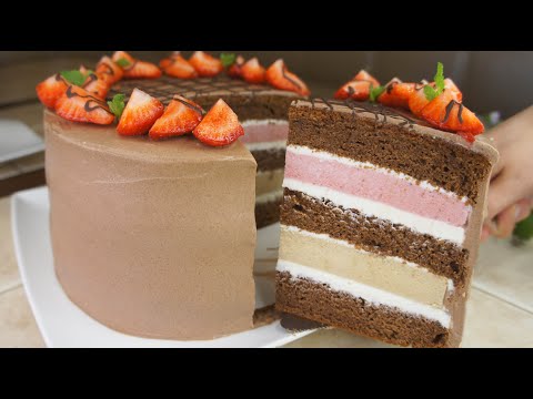 ТОРТ "БАНАН И КЛУБНИКА" рецепт | ШОКОЛАДНЫЙ БИСКВИТНЫЙ ТОРТ С ПРОСЛОЙКАМИ | КАНАЛ ТАРТАЛЕТКА
