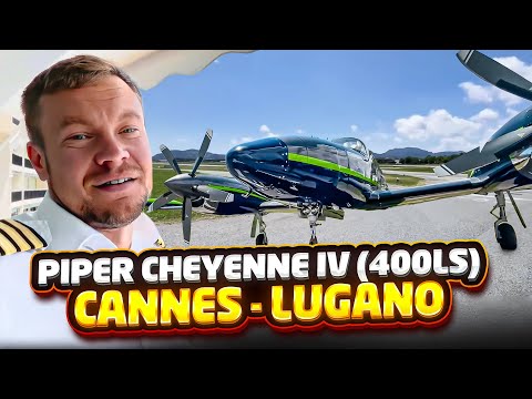 Flying Piper Cheyenne IV (400LS). Flight procedures. Picturesque flight from Cannes.