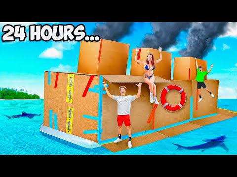 24 HOURS ON A CARDBOARD BOAT!! (bad idea)