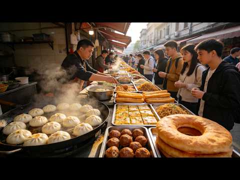 The most famous morning market food street in Wuhan, China! Enjoy all kinds of carb-rich foods!