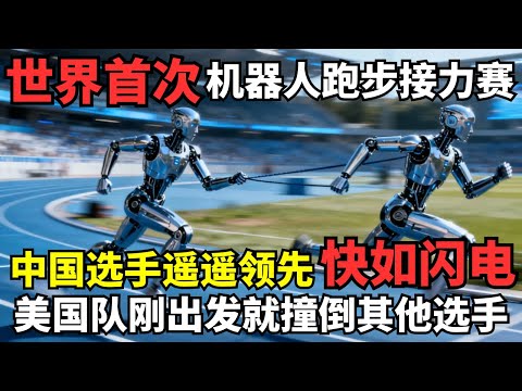 世界首次机器人4X100米接力赛! 中国机器人遥遥领先快如闪电，美国机器人跑错跑道还撞翻其他选手!｜机器人运动会