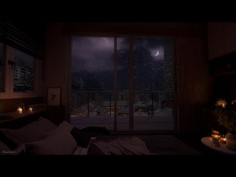 Dreamy Ambience of a Snowy Spring Night | Sounds of Falling Snow, White Noise