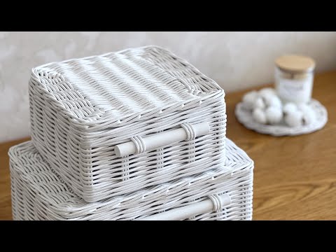 Крышка с внутренним бортиком для прямоугольной корзины #коробдляхранения #плетениеизбумажнойлозы