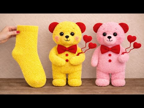 ❤️Sevgililer Günü İçin Harika Bir Hediye/🎉Çoraptan Sevimli Ayıcık Yapımı 
