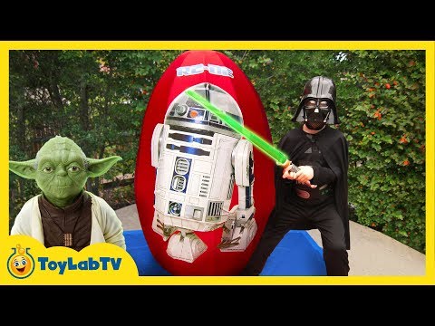 GIANT EGG SURPRISE OPENING! Star Wars The Force Awakens Toys Kids Video