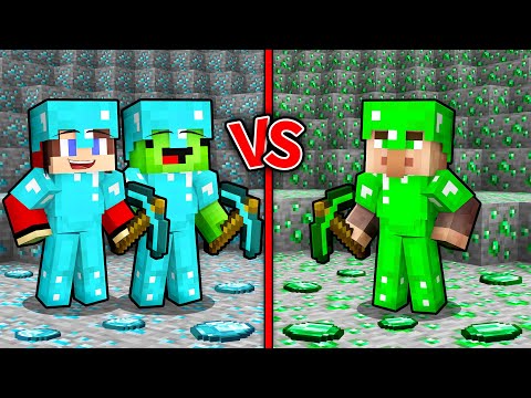 JJ and Mikey DIAMONDS vs Villagers EMERALDS ! Which is Stronger in Minecraft ? - Maizen