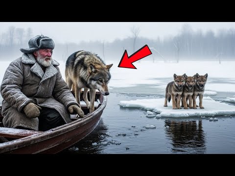 Волчица умоляла старика спасти её детёнышей на тонущей льдине. Финал разорвёт ваше сердце.