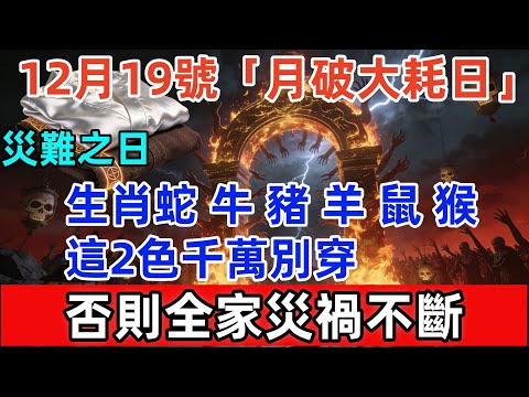 災難之日！12月19號，農歷十月三十，「月破大耗日」，生肖蛇、牛、豬、羊、鼠、猴，這2色千萬別穿，否則全家災禍不斷，福財散盡！#尘缘 #易经 #佛教 #风水 #佛學 #佛陀 #佛法 #佛 #风水