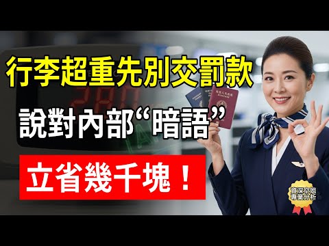 行李超重“別交罰款”！ 空姐揭秘：“內部暗語” 說對“這一句” 立省幾千塊！#行李超重 #托運 #機場 #省錢 #空姐
