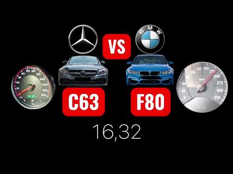 Mercedes C63 vs BMW M3. Acceleration battle.