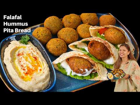 Falafal Hummus and Pita bread Recipe | फलाफल हम्मस और पीटा ब्रेड बिना ओवन के बिना यीस्ट के | Kabita