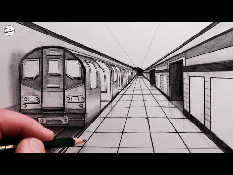 How to Draw One-Point Perspective for Beginners: Narrated Drawing Subway Train