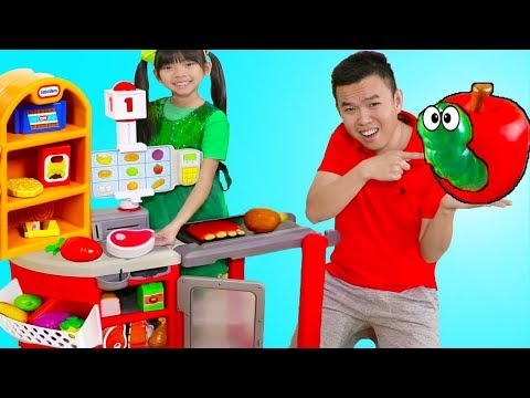 Emma Pretend Play Shopping w/ Kids Grocery Supermarket Food Toy Store