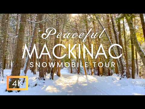 The Most Beautiful Relaxing Winter Snowmobile Tour Of Mackinac Island With Peaceful Music & Scenery