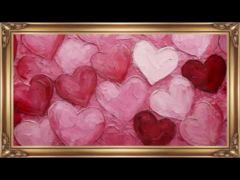 Valentine’s Day TV Art | Romantic Heart Painting | Pink and Red Hearts Art | Screensaver TV Art