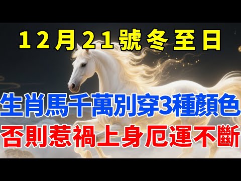 不是迷信！12月21號「冬至日」，生肖馬千萬別穿這3種顏色的衣服，不然一年黴運纏身！越早知道越好【佛語禪音】#生肖 #命理 #運勢 #屬相 #風水