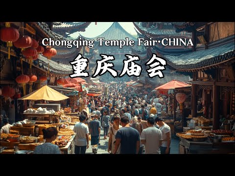 重庆大庙会，洪崖洞古街，锅巴洋芋/腊肠/腊排骨/腊肉糯米饭/椰子蛋/绿豆糕/红柳肉串/锅贴/鲜肉饼/玉米粑粑/冰汤圆等，秀丽重庆，Chongqing Temple Fair·CHINA