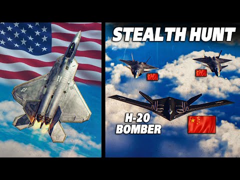 STEALTH HUNT | F-22 Raptor Vs J-20 Mighty Dragon + H-20 Bomber | Digital Combat Simulator | DCS |