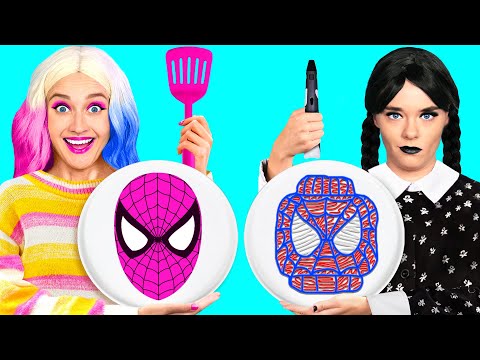 Крутой Арт-Челлендж: 3d-Ручка и Блинчики с Уэнсдей Аддамс | Смешные Челленджи от Fun Fun Challenge