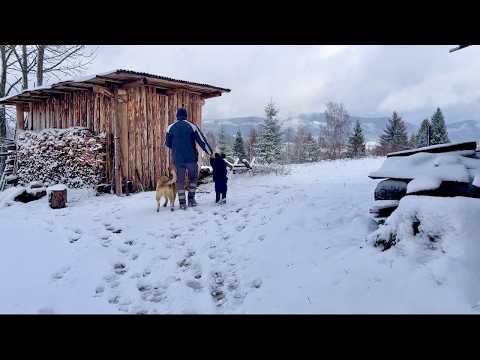 Winter fairy tale on the snow-covered slopes of the Carpathians| dumplings in a warm house