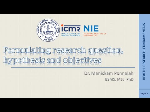 Formulating research question, hypothesis and objectives