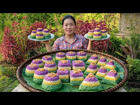 How to Make Colorful Green Bean Sticky Rice Cakes to Sell at the Market | Trieu Mai Huong