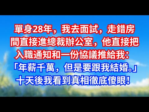 單身28年，我去面試，走錯房間直接進總裁辦公室，他直接把入職通知和一份協議推給我：「年薪千萬，