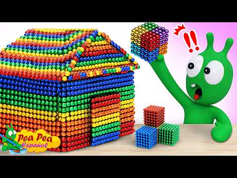 Pea Pea Construye una Casa Arcoíris con Bolas Magnéticas 🏠🧲Dibujos Animados para Niños