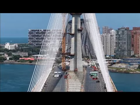 2025.10.06 淡江大橋工程 第4次飛行觀察 全線合攏後 施工進度概況觀察 空拍LIVE 直播