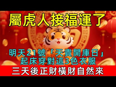 屬虎人必看！天地同慶！12月21號，農歷十一月初二，媽祖顯靈了，「天貴開庫日」，起床穿對這3色衣服，三天後正財橫財自然來！菩薩保妳正財橫財大爆發！#生肖 #運勢 #命理 #屬相 #風水 #財運 #佛陀