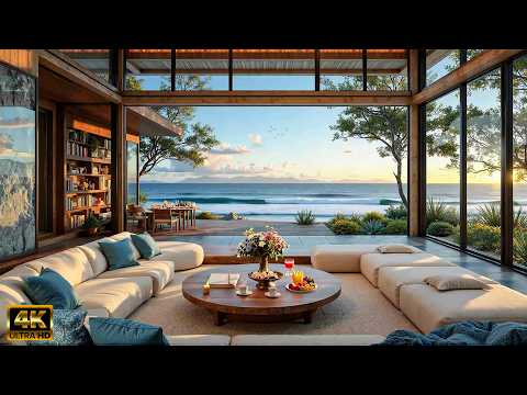 Soft Jazz in Oceanfront Villa Lounge – Peaceful Sea View & Warm Ambience for Stress Relief