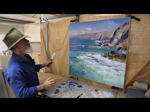 Painting WAVES and SURF - Coastal Cliffs / Brushes and Palette knife / Tonal Values, Colour and Form