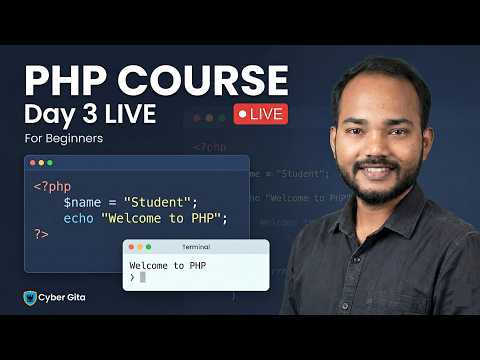 PHP Course for Beginners (Day 3 LIVE) | What is PHP? Syntax, Variables & Hello World