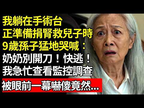 我60歲，躺在手術台，正準備捐腎救兒子時，9歲孫子猛地拍門哭喊：奶奶別開刀！快逃！我急忙查看監視器調查，被眼前一幕嚇傻竟然...！#晚年生活#中老年生活#為人處世#生活經驗#情感故事
