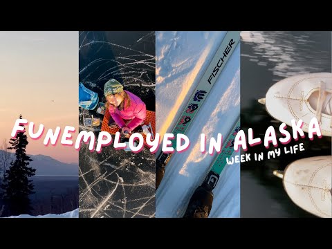 funemployed in alaska vlog II ice skating, skiing, cooking, and cleaning
