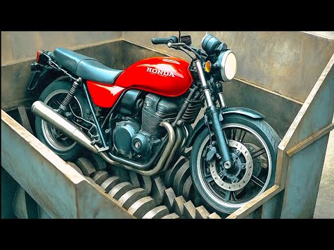 Most Insane Giant Shredder Destroying Motorcycle! Extreme Metal Shredding Machine
