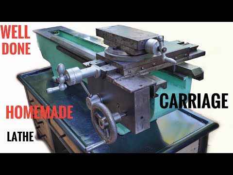 Carriage, Gearbox, Half Nut, Lead Screw, Compound Slider, Cross Slider Have Assemble Homemade Lathe