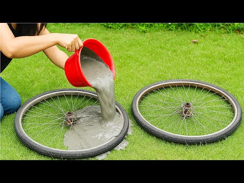 Don't throw away your old bicycle wheels / amazing idea of ​​recycling old wheels and cement