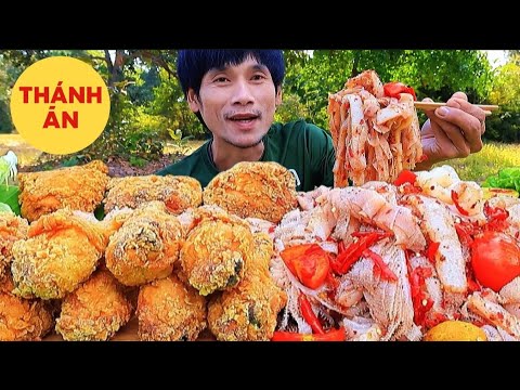 THÁNH ĂN: 15KG Gỏi Da Heo Mềm Béo & Đùi Gà Chiên | ASMR Mukbang Ăn Uống Thực Tế Khổng Lồ