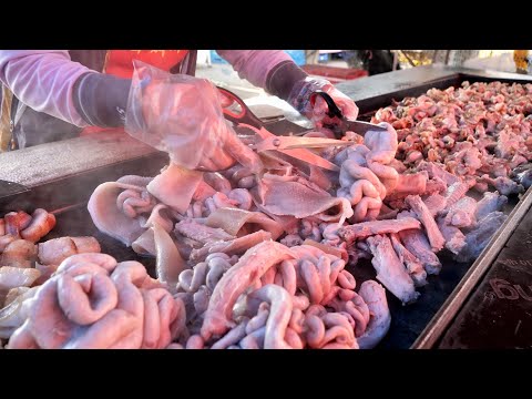 Amazing! Special parts of pork, grilled pork intestines, Korean food