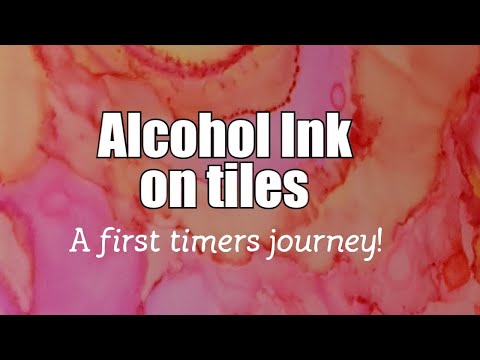 263 - Alcohol Ink on Tiles / Fluid Art / First time for me!
