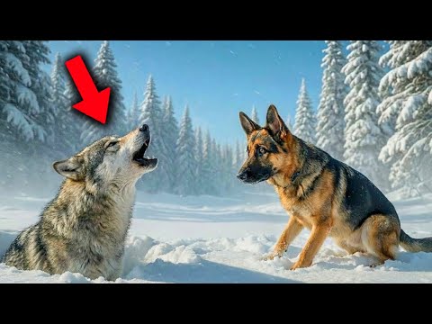 Un Pastor Alemán Encuentra A Una Loba Embarazada En Una Trampa… Lo Que Hace Sorprende A Todos