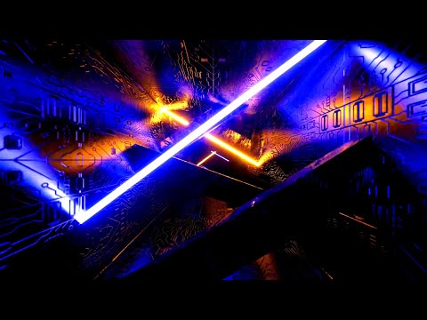🔥 VisionKanal 4K – Tech Environment of Circuits and Blue-Yellow Neon | No Audio [2 Hours]